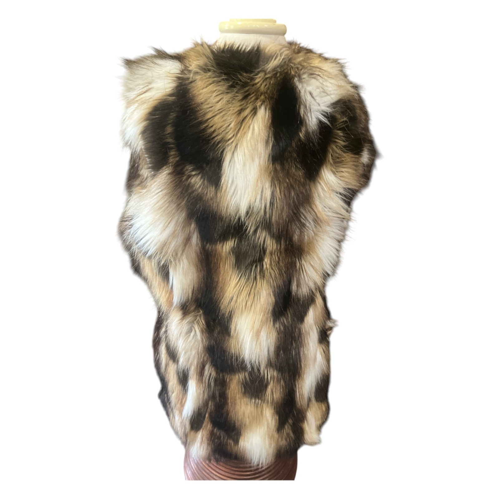 Donna Salyers Fabulous Furs-Vest-Faux Fur-Brown/Cream-Sz M-Euc-67 — image 4 of 6